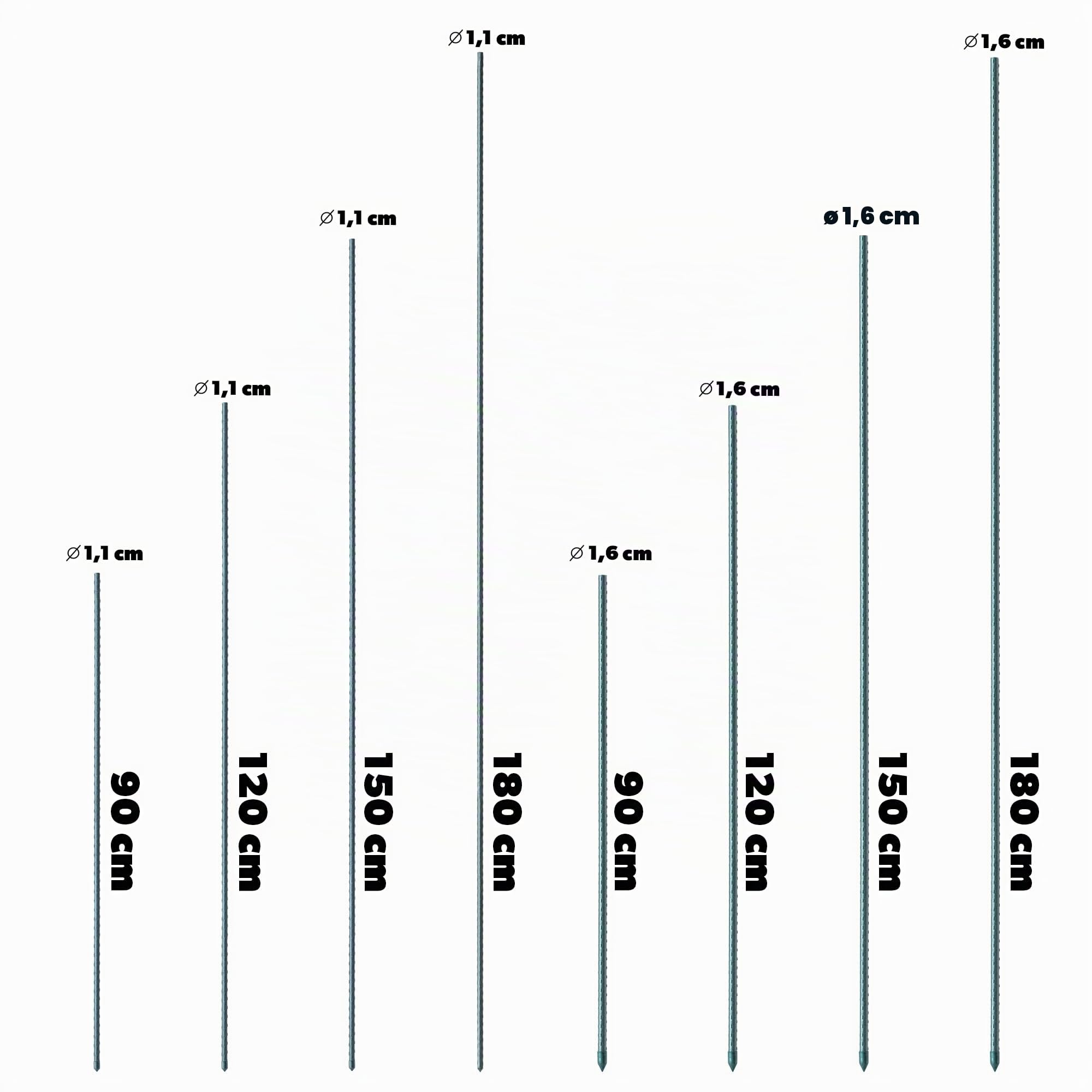 KADAX Lot de 15 Tuteurs Tomate et Plantes – Acier Plastifié 150 cm × Ø 11 mm – Tuteur Jardin Potager pour Tomates, Framboisiers et Plantes Grimpantes, Résistants aux Intempéries
