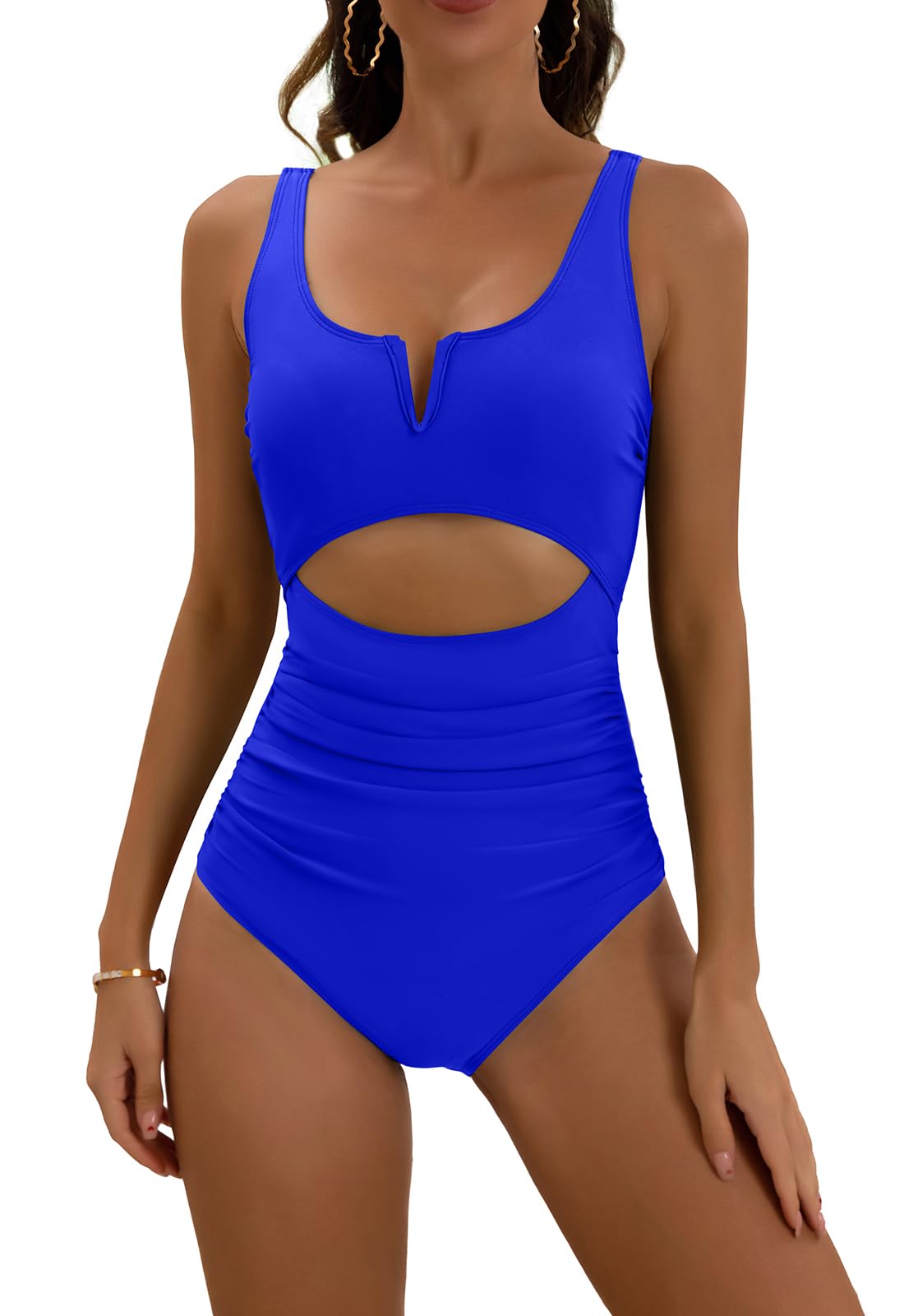 EomenieTummy Control One Piece Swimsuit for Women Cutout High Waisted Bathing Suits Slimming 1 Piece Swimwear