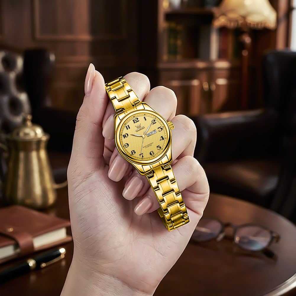 OLEVS Orologi da donna in acciaio inox analogico al quarzo impermeabile