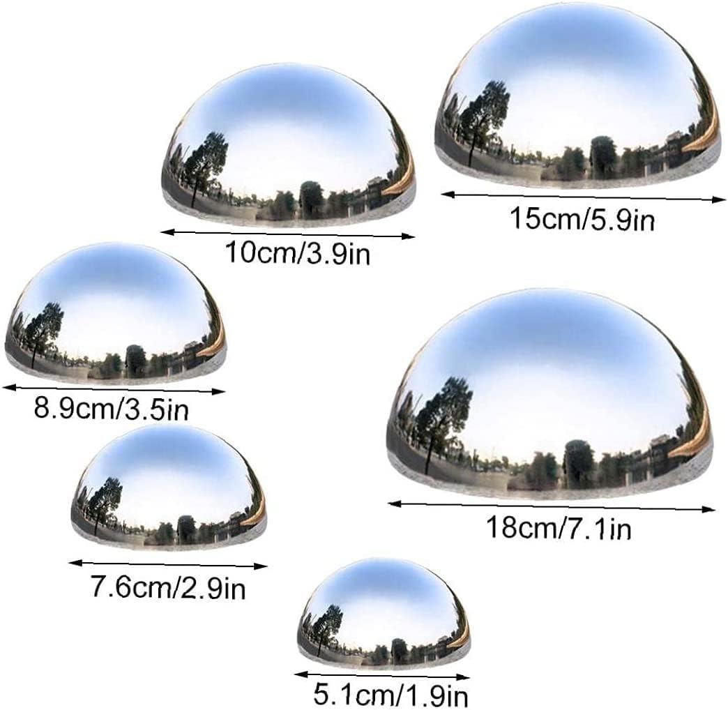 ZOENAE Gazing Ball Garden Hemisphere Ball Mirror Polished Hollow Ball Stainless Steel for Home Garden Ornament Decorations 6PCS