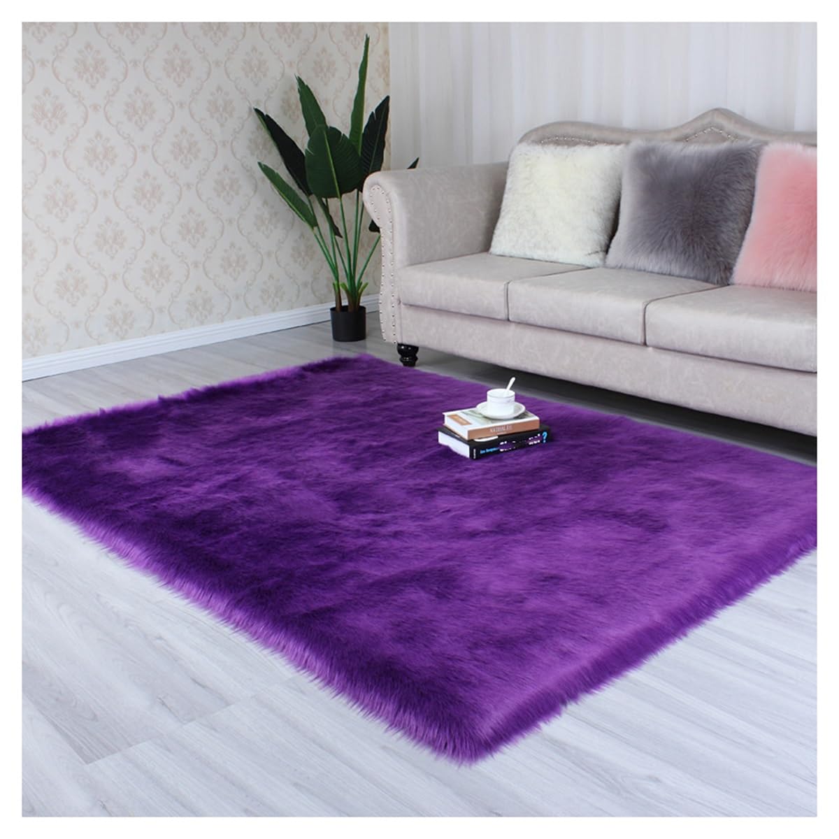 Tapis fausse fourrure isolant pour salon moderne et froid