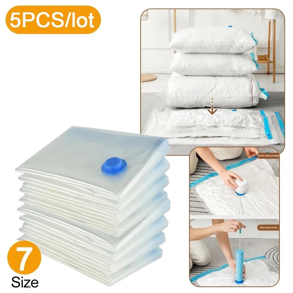 Vakuumierbeutel 5 Stück Vakuum-Aufbewahrungsbeutel Vakuum-Versiegelungsbeutel Platzsparende Beutel Bettdecken Kleidung Kissen Bettwäsche Decke Reise Vakuumbeutel Aufbewahrung(100x130cm 5pcs)