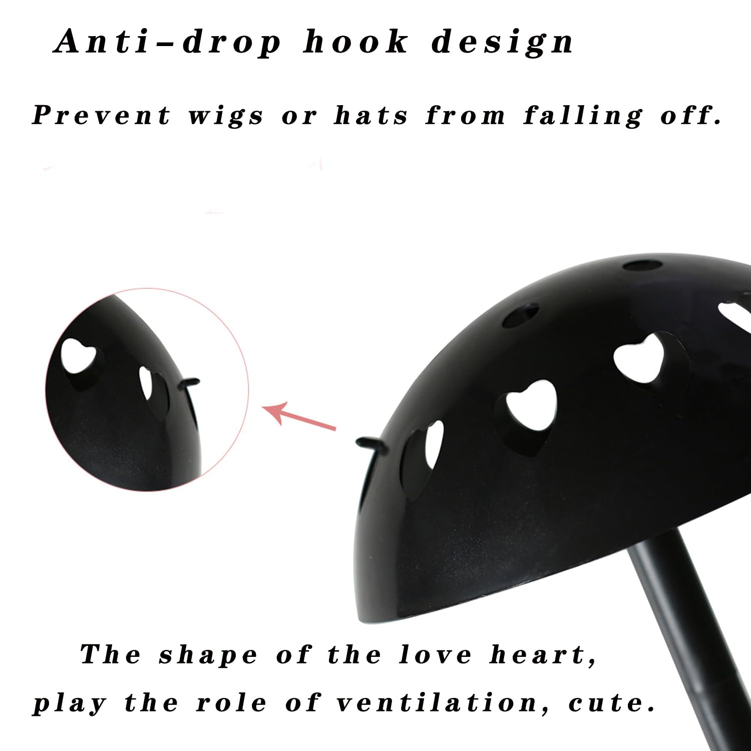 Wig Stand, Wig Holder, Detachable Wig Stand, Sturdy Design with Love Shaped Wig Head, Hat Display Stand for Hats Wig, Portable, 1 Piece - Image 4