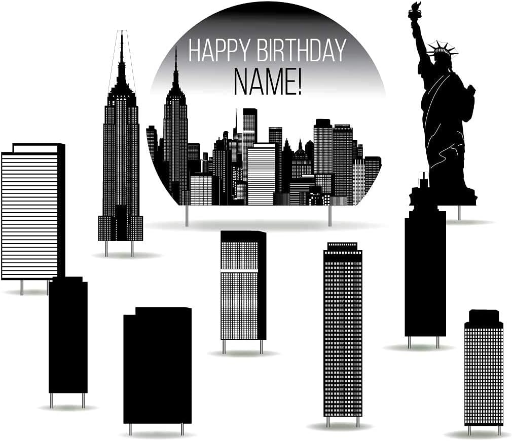 VictoryStore Custom New York Birthday Decorations: New York Happy Birthday Yard Decoration 10pcs Includes Stakes