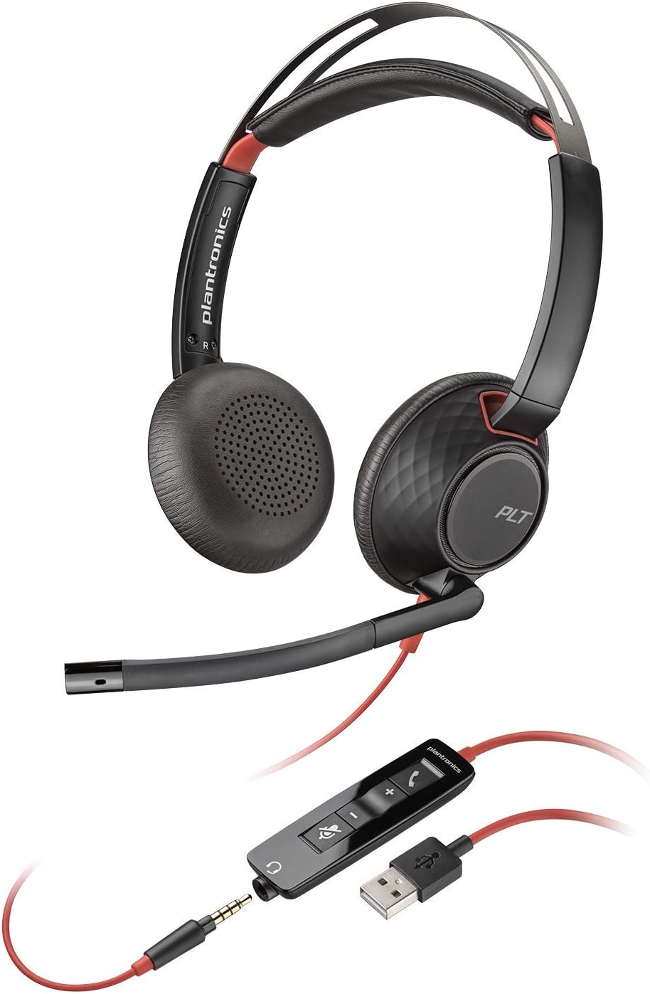 Plantronics - Blackwire C5220 - Wired, Dual-Ear (Stereo) Headset with Boom Mic - USB-A, 3.5 mm to connect to your PC, Mac, Tablet and/or Cell Phone