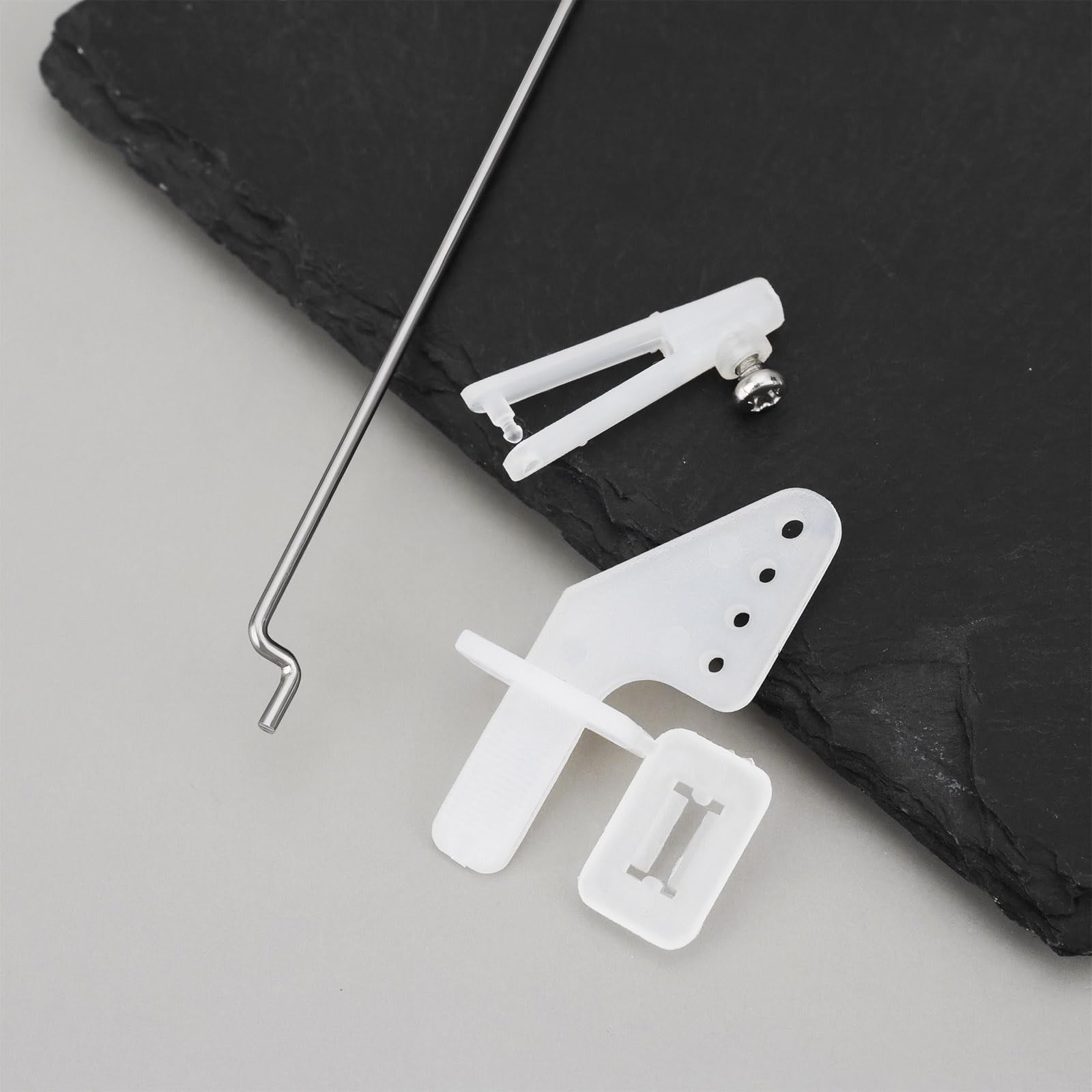 10 Juegos Kit Cuerno de Control Avión RC de ala Fija Varillas 1,2 mm x 260 mm Conector 1,3 mm Tope de Vínculo Ajustable