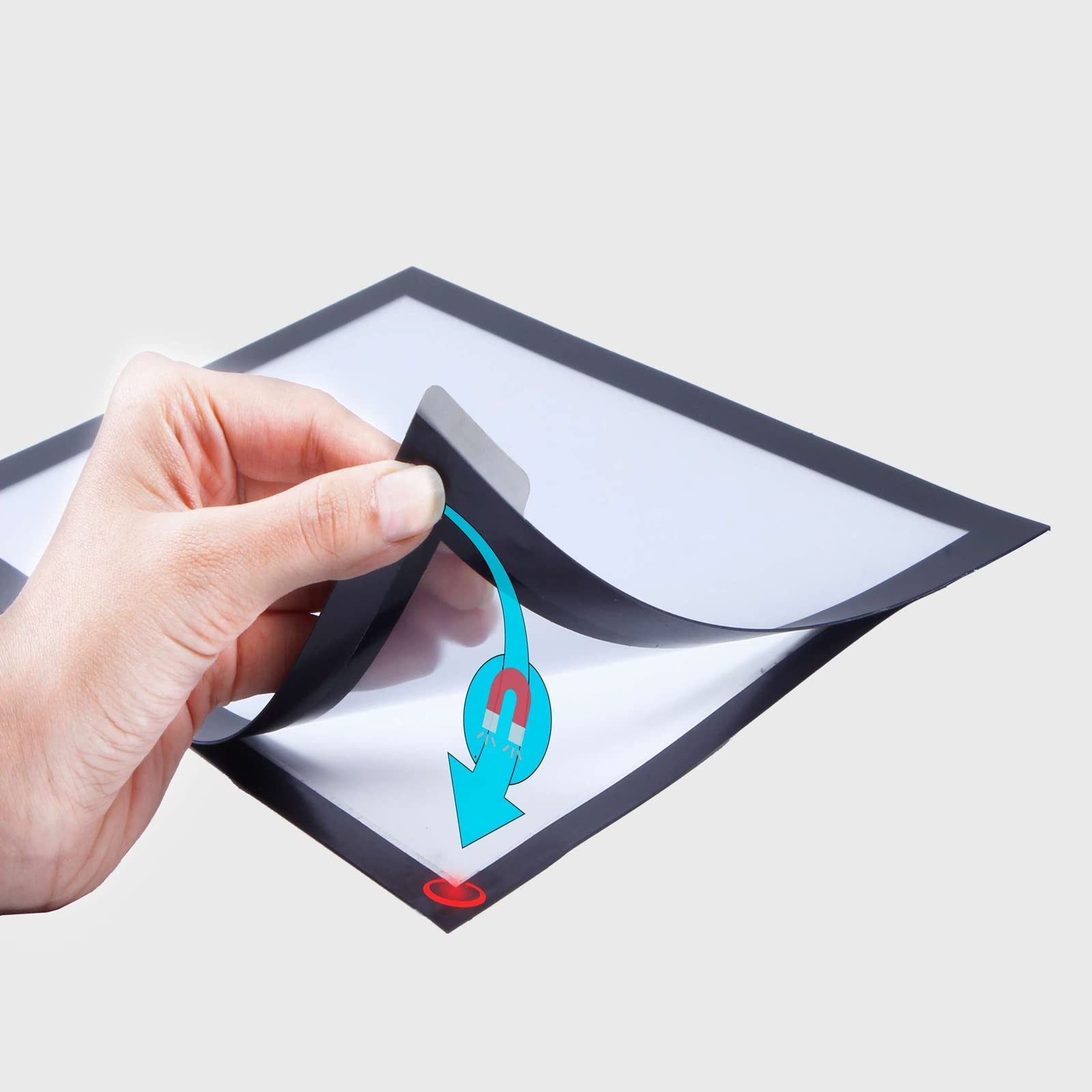 Infomate 'Peel and Stick' A4 Reusable Self Adhesive Non-residue Magnetic Document/Signage Holder for Glass surface, Pack of 2, Black 3