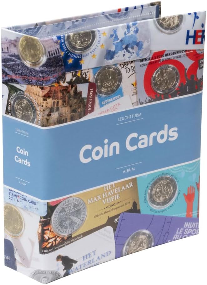 Leuchtturm 368374 Album for 80 Coin Cards, Storage Including 10 Sleeves, Plasticiser-Free, 24.5 x 29 x 7 cm, Colourful Cover