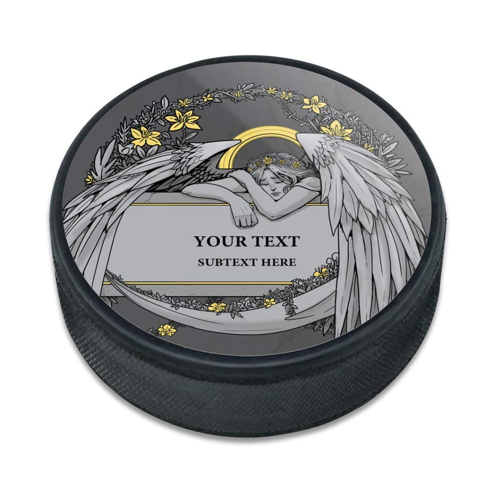GRAPHICS & MORE Stone Angel Memorial 2 Lines Personalized Custom Ice Hockey Puck