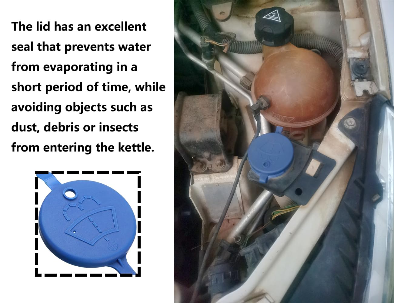 KAPSING Tappo serbatoio contenitore liquido lavavetri per auto, coperchio contenitore liquido tergicristallo, adatto alla maggior parte dei modelli, 13227300