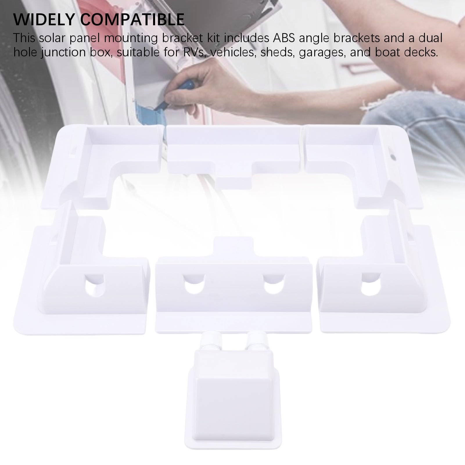 EMUKOEP Set di staffe di montaggio per pannello solare, kit per resistente con staffe angolari in ABS, adatto per veicoli, capannoni, garage, ponti di barche, per tutti i tipi di cavi da 6 mm²