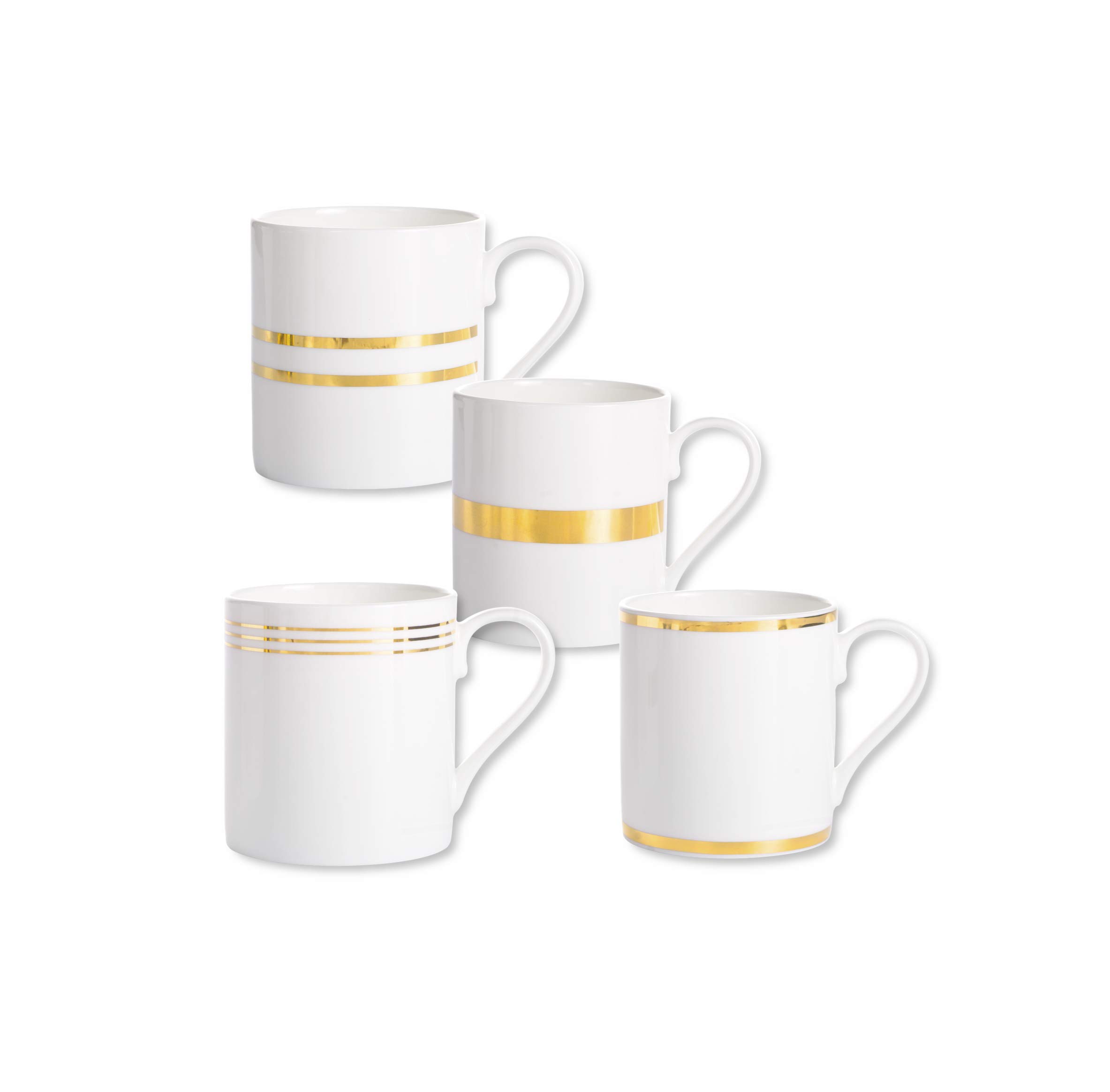 D&FFine Bone China LR Mugx 4 (White),Father's Day Gift, Coffee, Tea