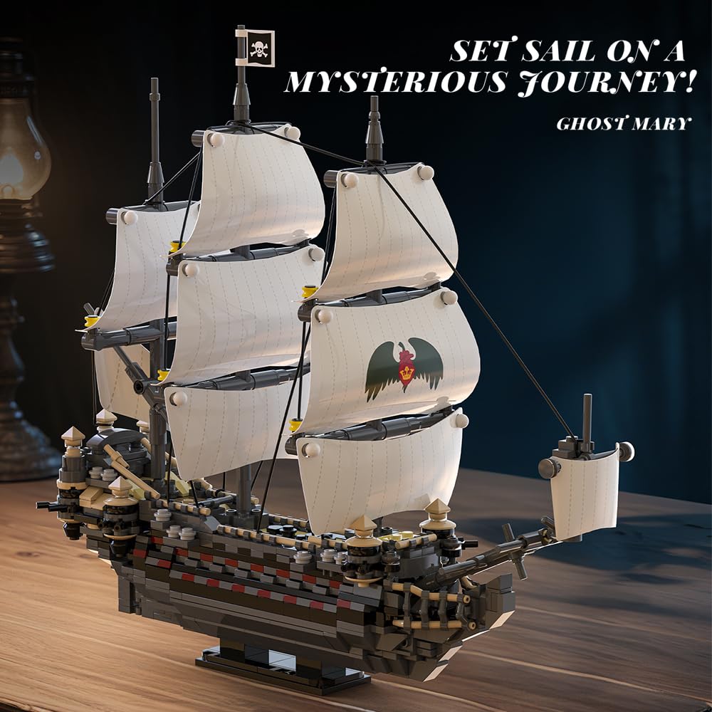 Ghost Mary 39087 - Set di mattoncini da costruzione, 1055 pezzi, motivo nave da pirata con vela, kit per adulti e ragazzi