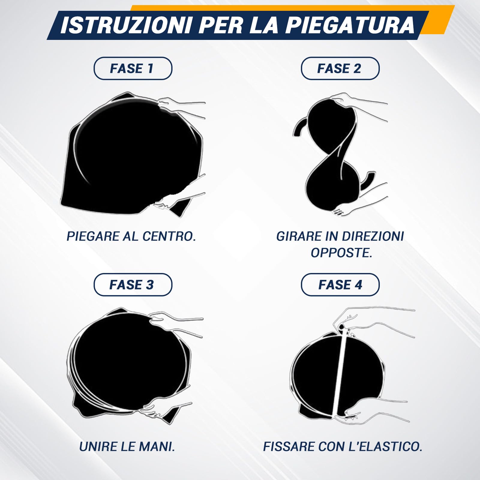 Tendine Parasole per Auto, Protezione Solare Auto, Protezione UV Auto, 2025 Ombrellone Riflettente Pieghevole con Shutz UV per Auto Parabrezza (L)