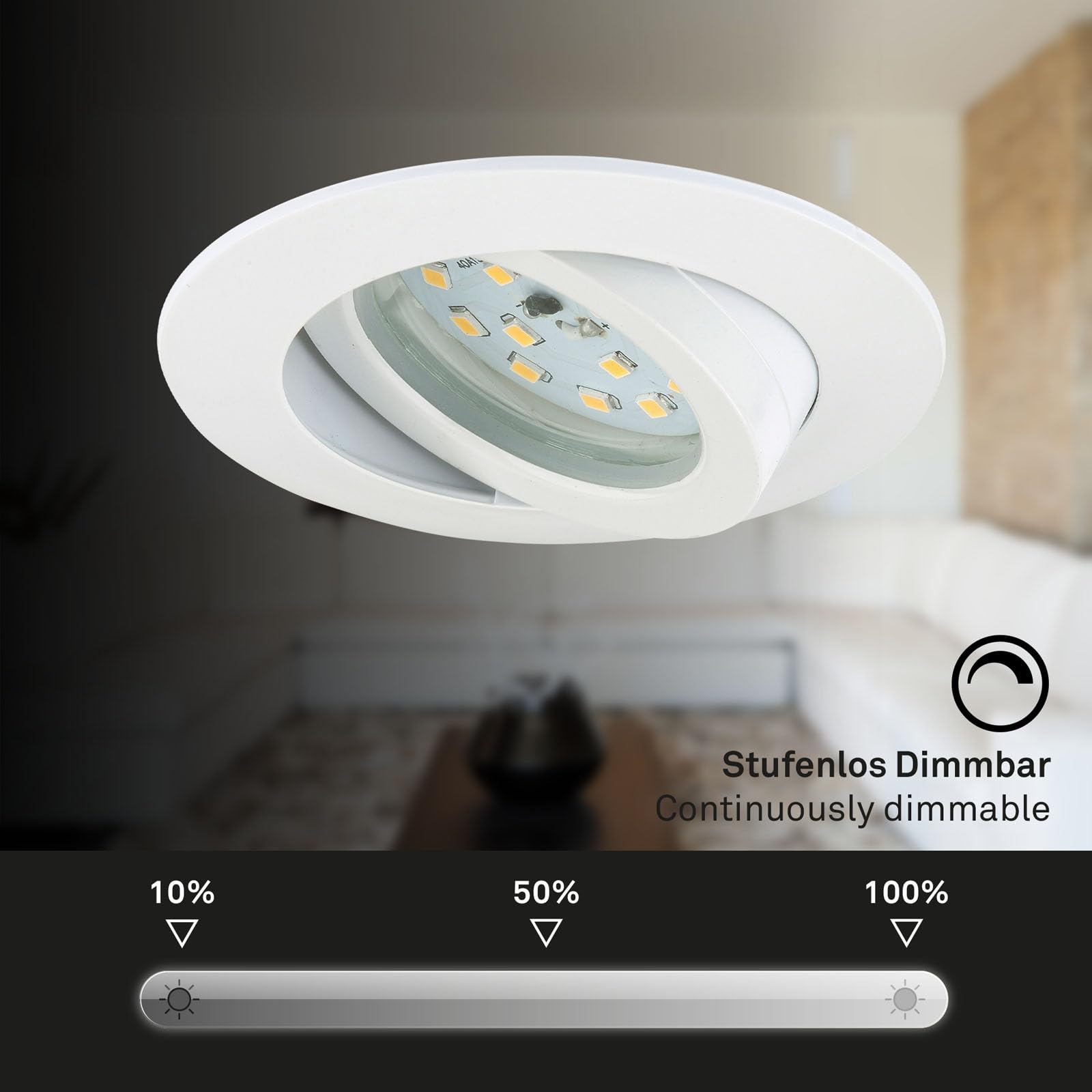 Briloner leuchten lot de 3 spots lED encastrables à intensité variable et spot orientable faible profondeur d'encastrement raccordement : 3 cm 7232-036 direct 230 v blanc ,, 3er set