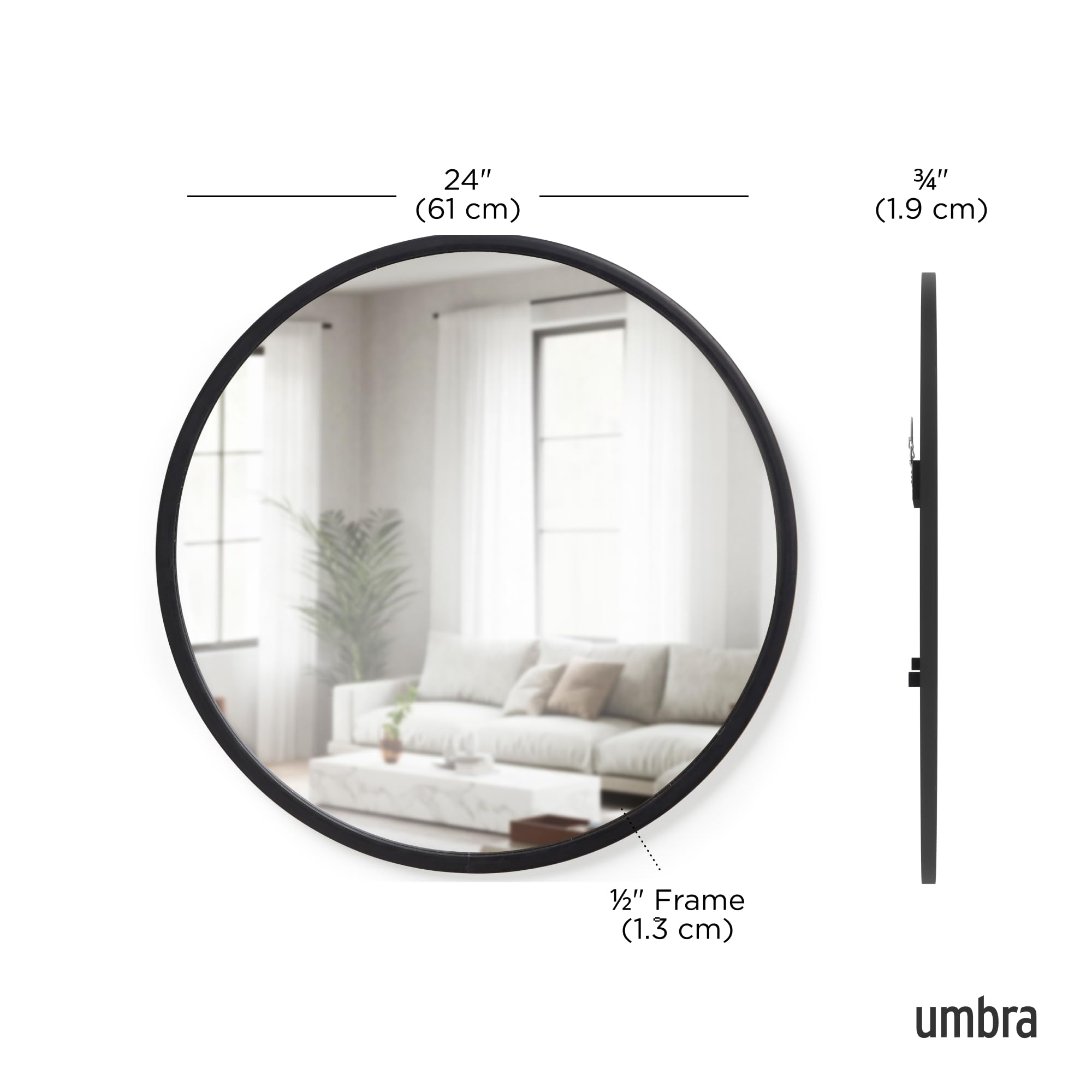 Amazon.com: Umbra Hub Round Wall Mirror with Rubber Frame, Modern