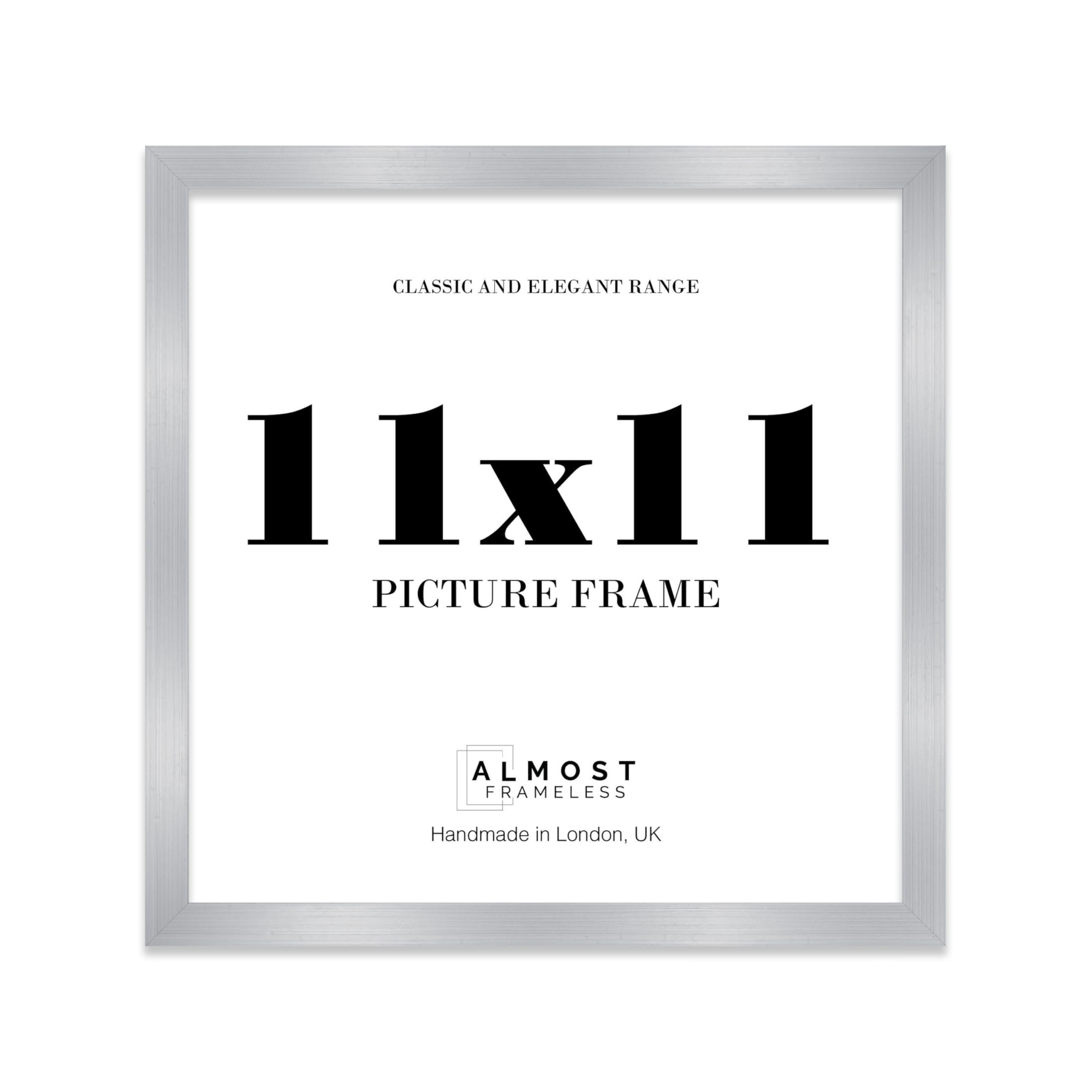 11x11 Silver Picture Frame for Square Photos, Posters, Prints & Artwork, (20.3 x 30.5cm) Wall & Table Display Slim Edge Photo Frame for Home, Office, Gallery Wall, 1 Pack