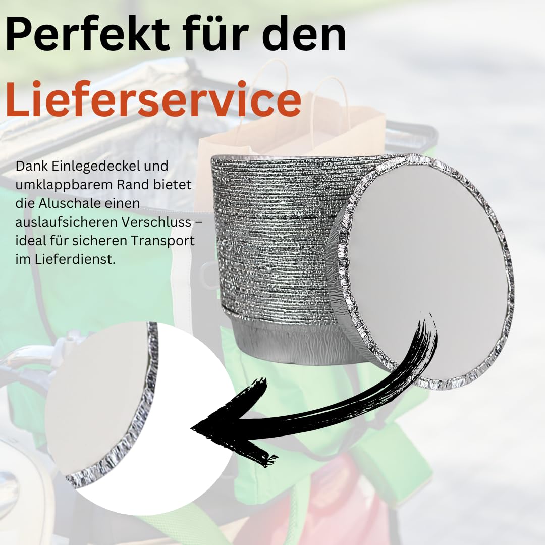 Enpack Aluschale C807-1000L - 100 Stück Aluschalen 1000ml, 20cm - Wärmebehälter für Speisen - Fettauffangschale als Lebensmittelaufbewahrung, Auflaufform, Food Container - feuerfeste Alu Tropfschale