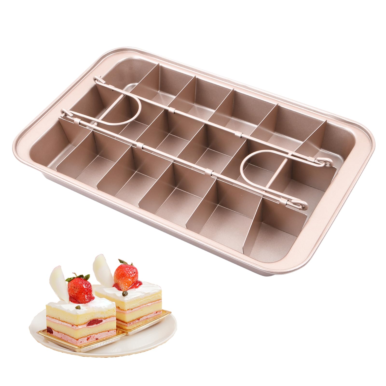 Moule Brownie, Kitchen Moule à Brownie Rectangulaire, 31X20X4cm, Moule à Gâteau Antiadhésif avec Séparateurs, Brownie Moule à Gâteau Acier au Carbone pour Cuisson, Mousse, Pain, Biscuits