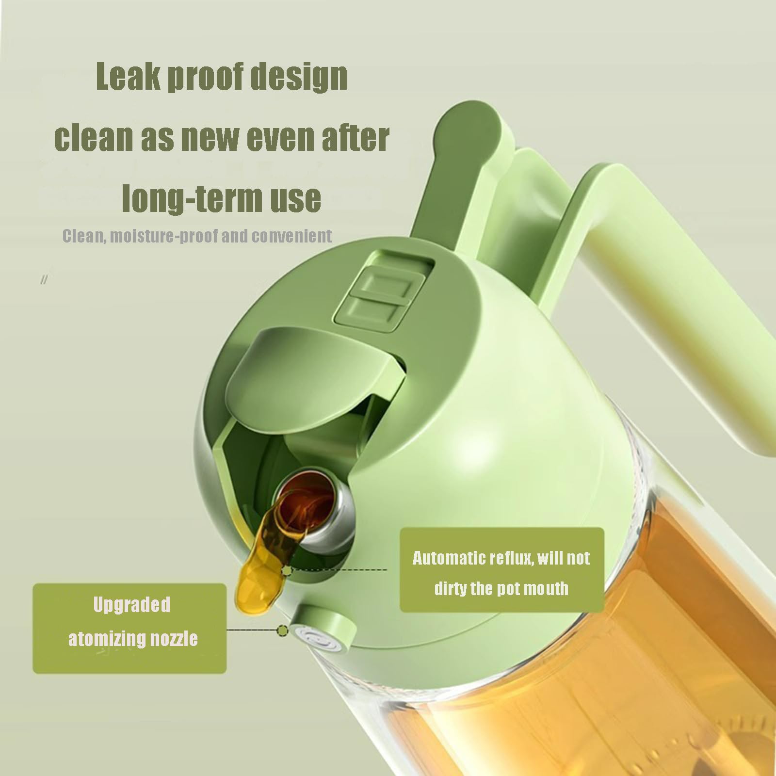 Olivenöl-Spenderflasche, Orange, 2-in-1 Spray & Pour, 470 ml großes Fassungsvermögen, tropffreies Design für gesundes Kochen, Grillen und Salatdressing, 2 Stück