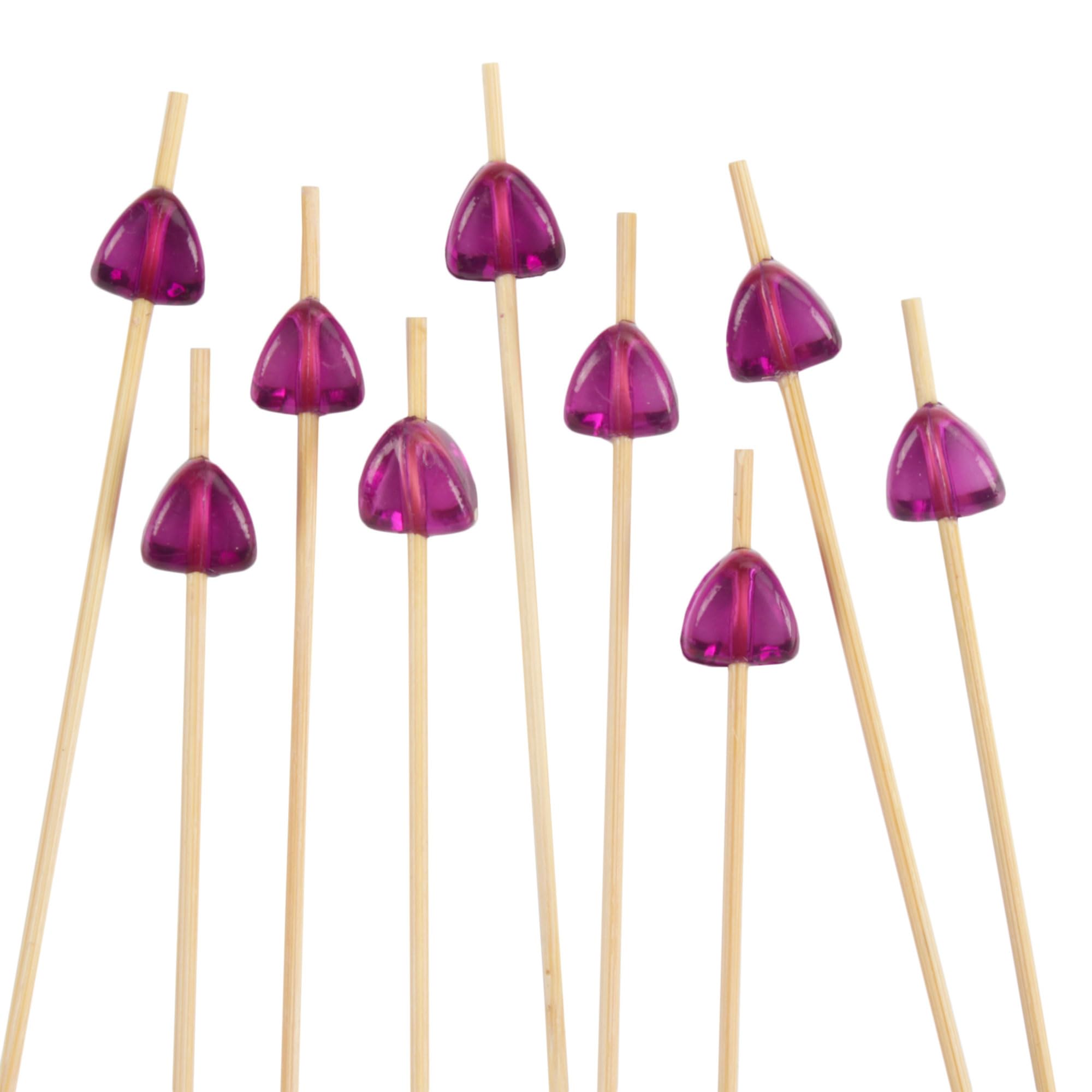 Picks en bambou de qualité supérieure avec ornements de gemmes acryliques violettes