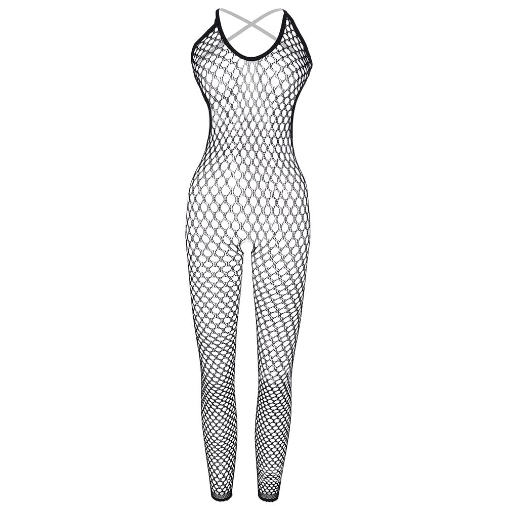 JFAN Ropa Interior de Malla Mujer Trajes de una Pieza Conjunto Lenceria Body Mini Vestido Pijama de Encaje Transparente Regalo de Nochebuena y San Valentín