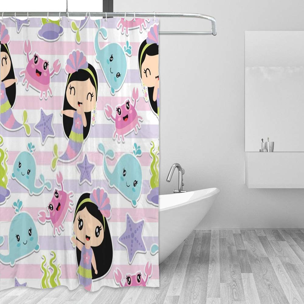 Rideau de douche sirène Chenhongg en polyester 180x180 cm avec 12 crochets
