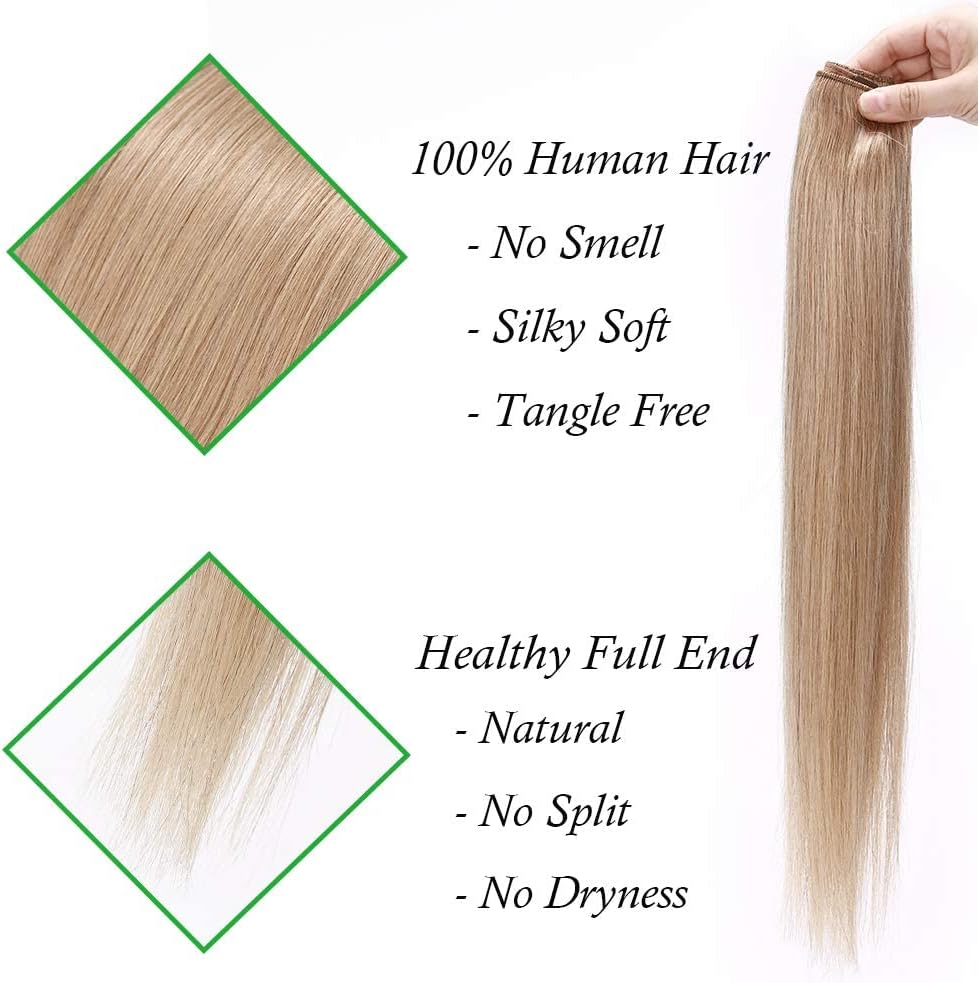 Remy Clip in Human Hair Extensions (18inches50g, 27 Dark Blonde)One
