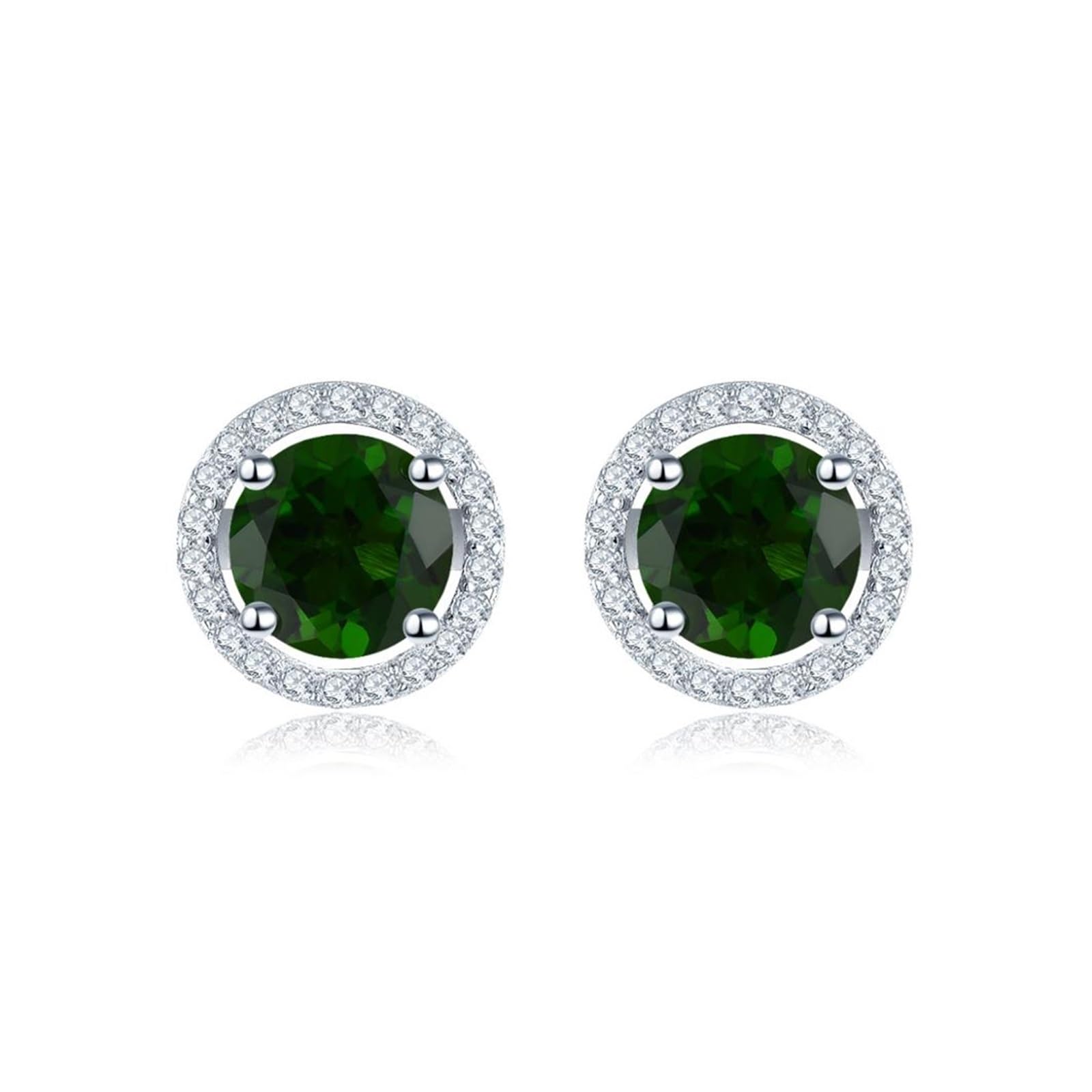 BAFAFA Orecchini a bottone in argento 925 con granato rotondo Pietra preziosa rossa naturale Solido argento sterling 925 Gioielli con zirconi cubici for le donne
