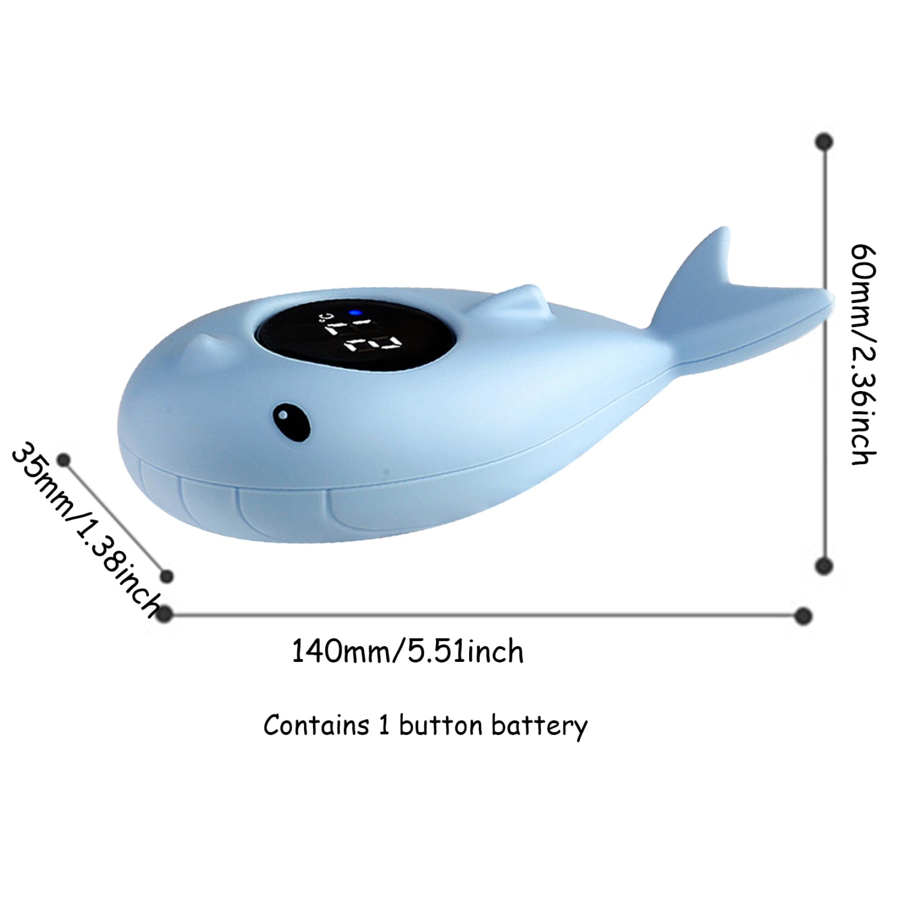 Thermomètre De Bain Bébé Numérique LED - Forme Baleine - Étanche - Plage 0-99°C - Alerte Couleur - 2
