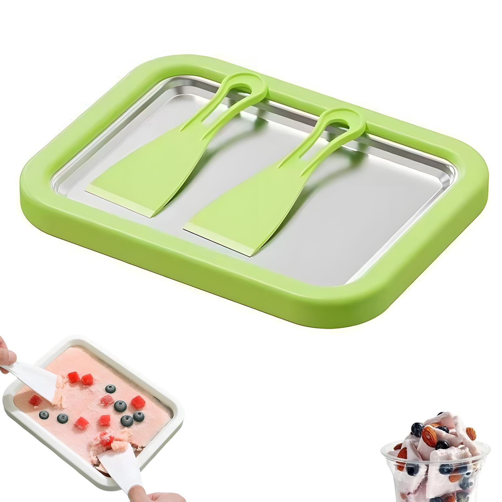 Instant Ice Cream Maker 2026 New At-Home Rolled Ice Cream Maker Kit Instant Freeze Plate with 2 Scrapers
