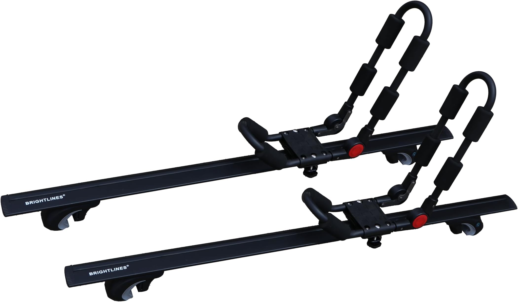 BRIGHTLINES 54" All Black Lockable Heavy Duty Cross Bars Roof Racks & One Pair Foldable Kayak Racks for Kayaks, Canoe, SUP