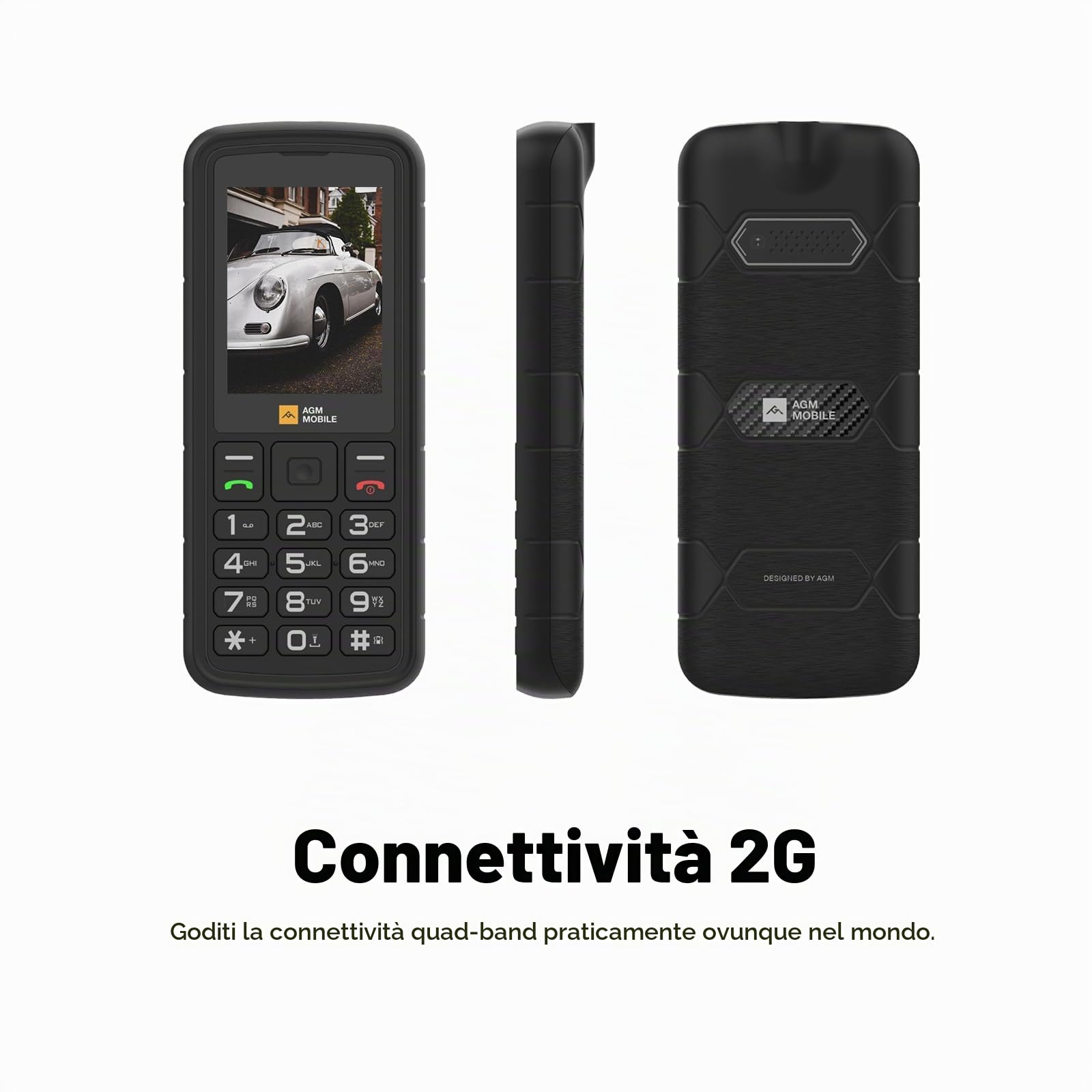 AGM M9 Cellulare 2G Per Anziani, Pulsanti Grandi, Suono Potente, IP68, Doppia SIM, Batteria Lunga, Senza Internet