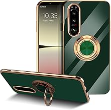 LuFiYa Sony Xperia 5 IV SO-54C/SOG09 用 ケース リング付き カバー TPU素材 スタンド機能 エクスペリア ファイブ マークフォー 軽量 耐衝撃 薄い 擦り傷防止 落下防止 車載ホルダー 360°回転 ケース Sony Xperia 5 IV 対応（ダークグリーン）