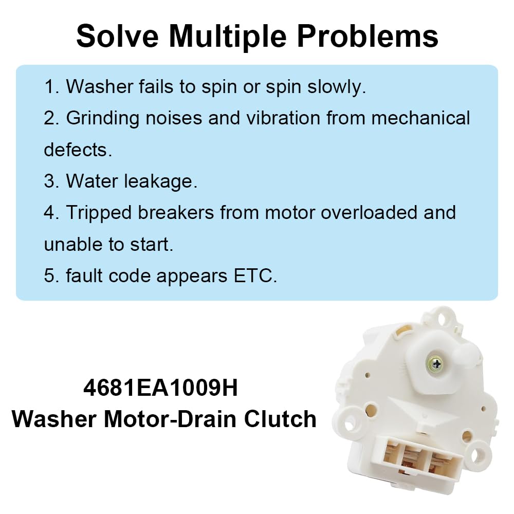 Lot de 2 moteurs d'embrayage de machine à laver, remplacement de machine de rechange compatible avec WT5270CW, WT1501CW, WT1701CV, WT1901CW, 796.31463410, 796.31463411, 796.31512210, 796.31512211