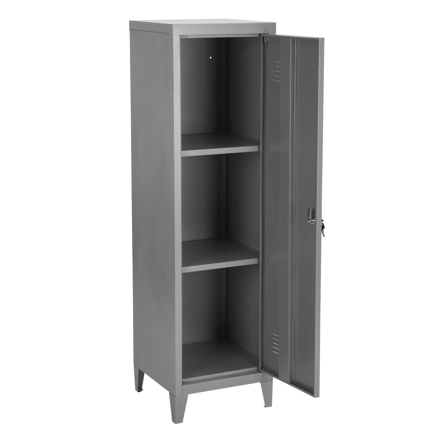 Furniture-R France métal avec casier, Armoire de Rangement au Sol pour Salon, Salle de Bain, Bureau, Gris, 138 x 38 x 38 cm