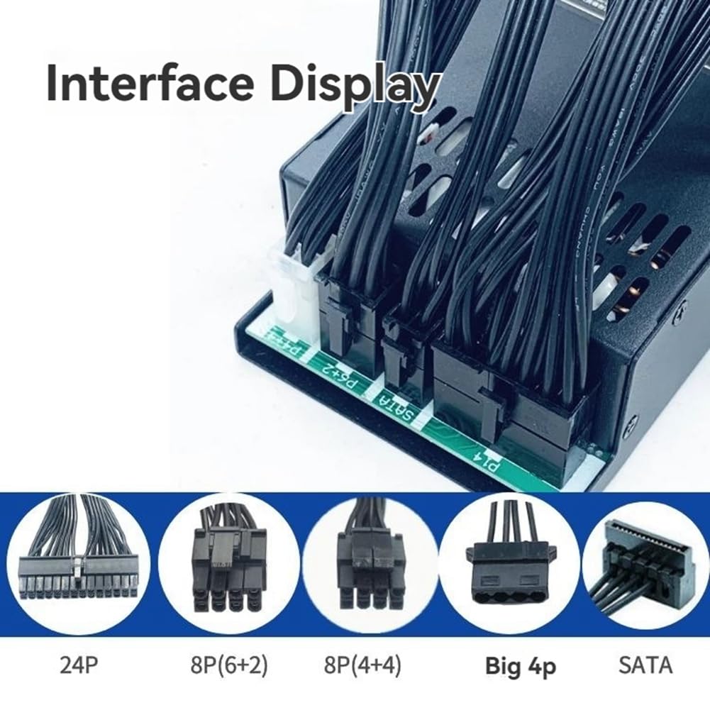 Fuente de Alimentación Modular ATX de 400 W, Fuente de Alimentación con Módulo Flex y Bajo de Ruido para Chasis de Computadora Pequeños de 1U (Flex ITX)