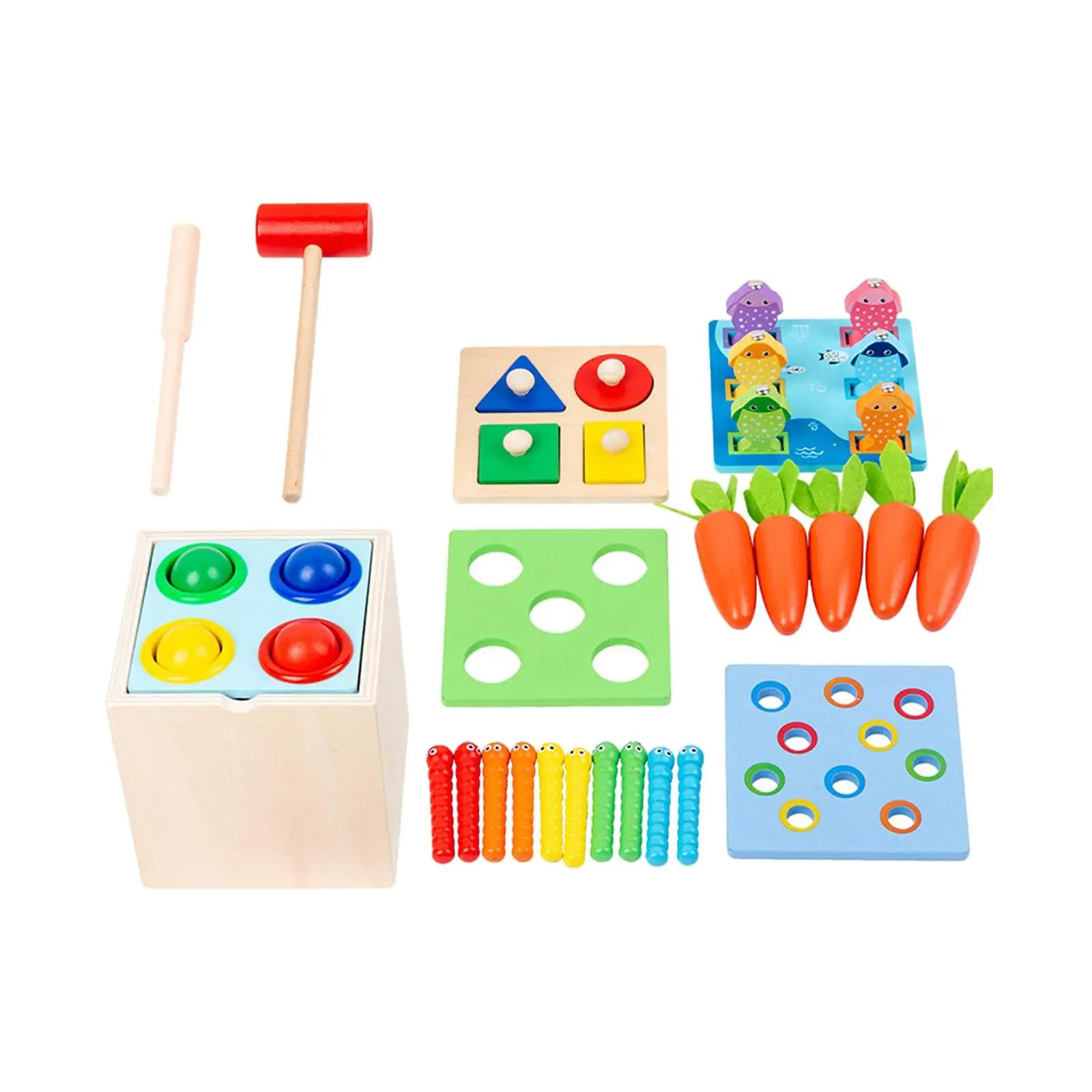 BLiSS HUES 5-in-1 Wooden Montessori Play set- Fine Motor Skills Toy - Carrot Harvest- Fishing- shape sorter- Pounding Game- Educational Toys - Birthday Gift for Toddlers (B0D1YGWH8Z) Amazon Price History, Amazon Price Tracker