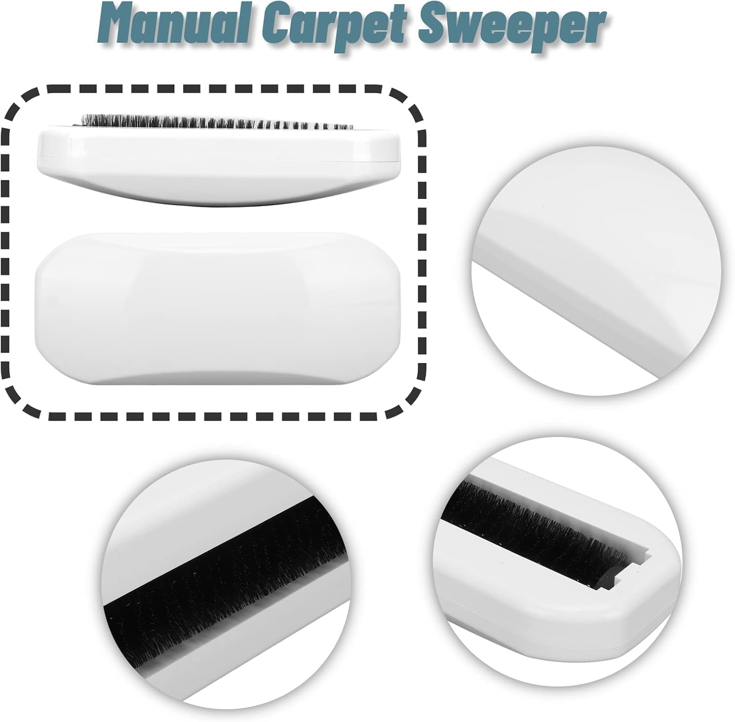 Multi-Functional Table Crumb Sweeper, Handy Rolling Bed Sweeping Brush, Handheld Crumb Sweeper, Soft Bristles Debris Collector for Table, Mat, Bed Sheets, Sofas, Clothes Cleaning Brush (White)