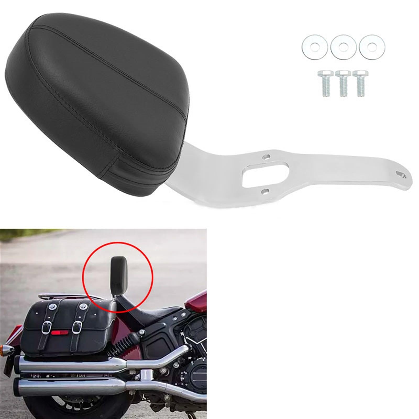 Dossier De Pilote Moto Coussin Siège Conducteur Noir Accessoires pour Indian Scout 2015-2023 2016 2017 2018 2019 2020 2021 2022