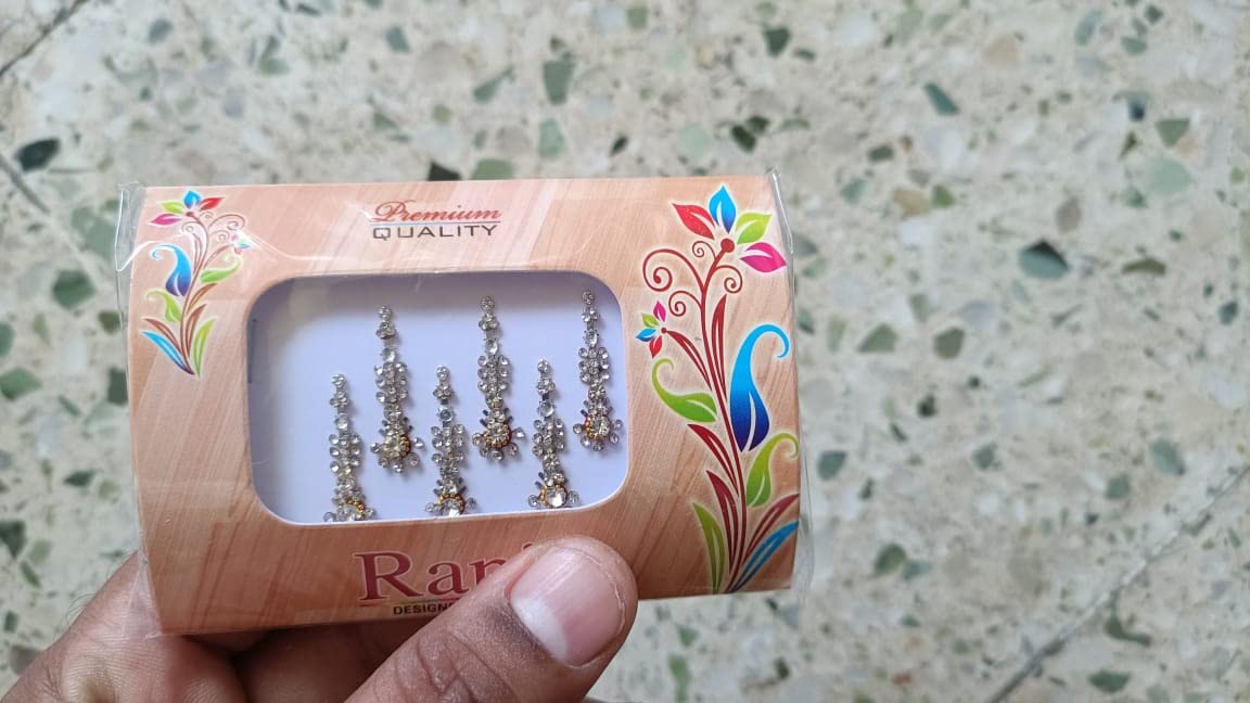 Indian Premium Fashion Bindi Women Forehead Stickers Dot Bridal - Silver/Golden