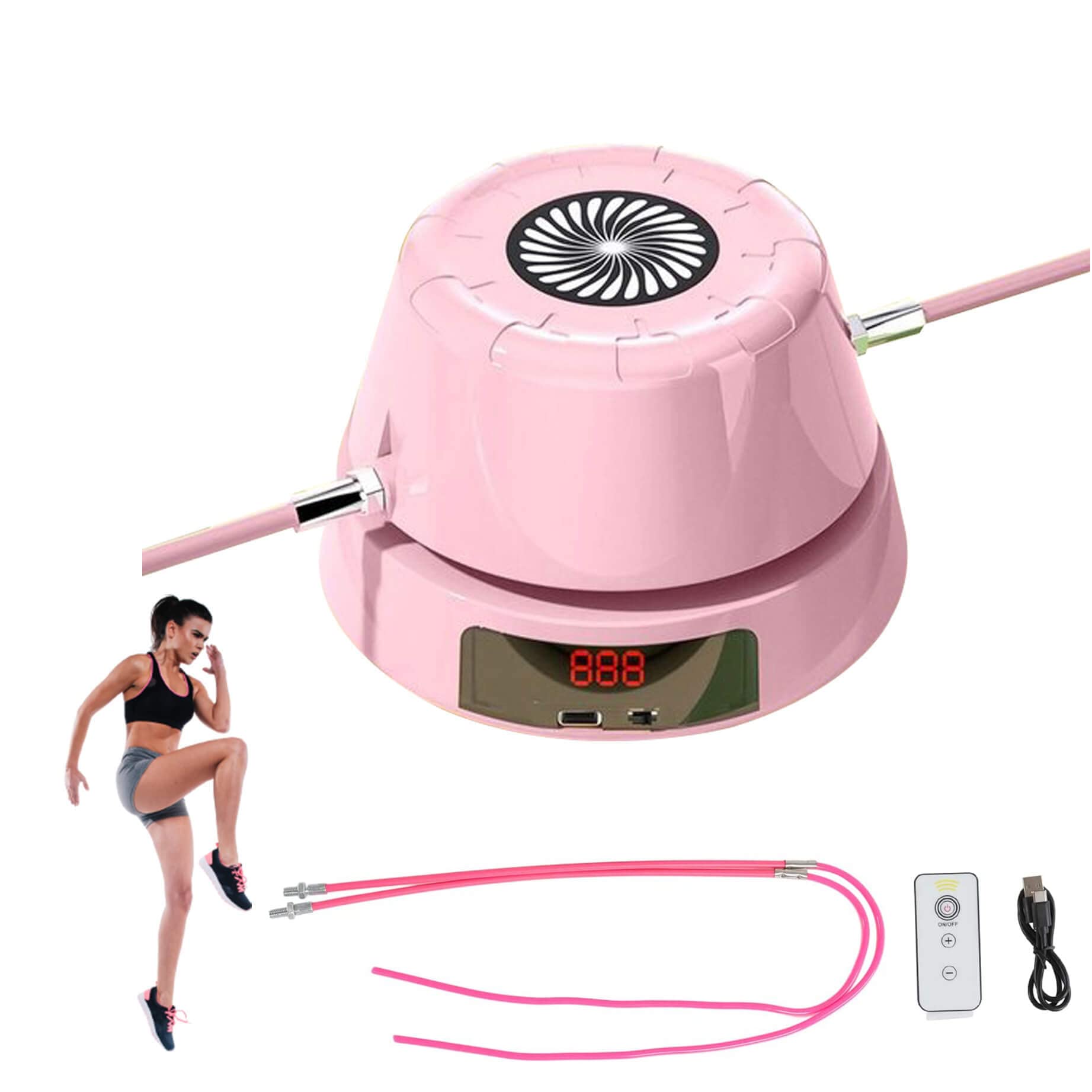 RUNOLIG Jump Rope Machine, Automatic Skipping With 10 Gears, Electric Workout Interaction for Kids & Adults, Intelligent Counting With Home Gym Party, Pink
