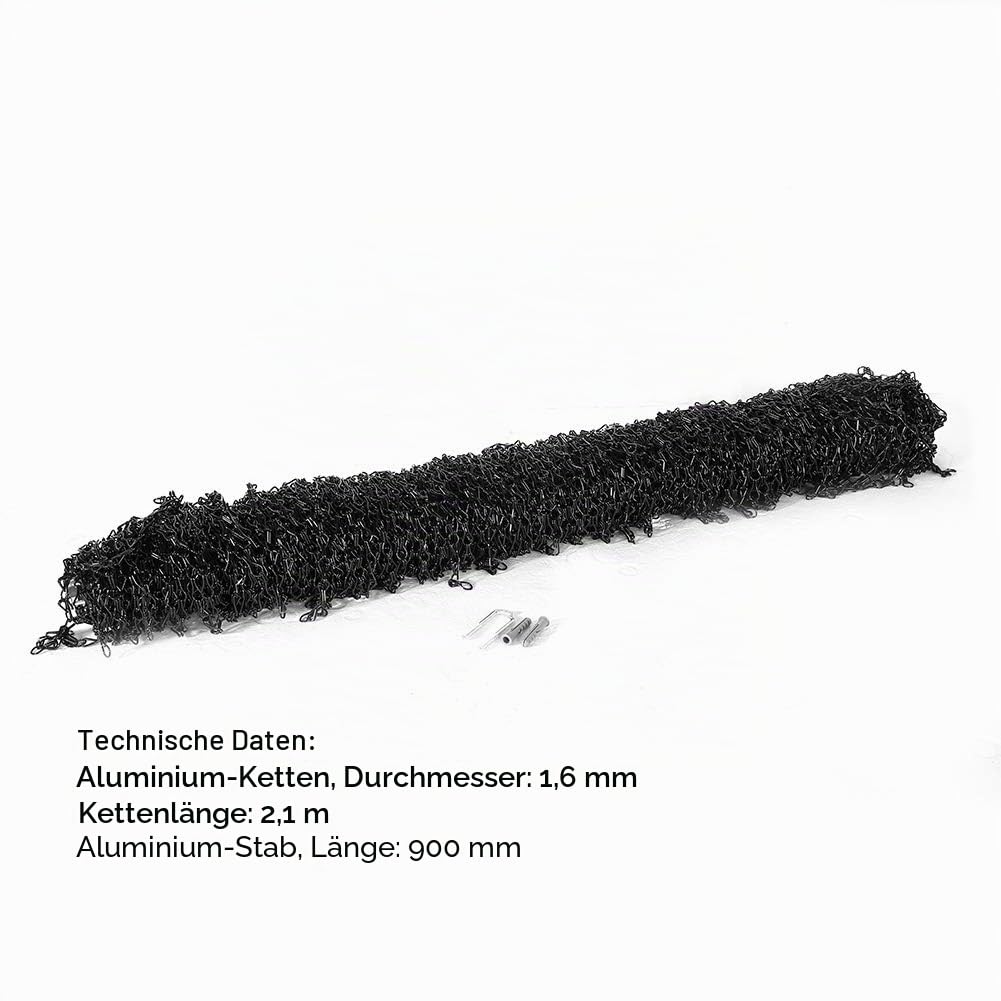 Estink Kettenvorhang aus Aluminium, dekorativer Türvorhang zum Schutz vor Fliegen und Insekten und für optimale Belüftung, 90 x 210 cm, Schwarz | Türvorhang, Insektenschutz, Aluminium, schwarz, 90 x 210 cm, für Türen