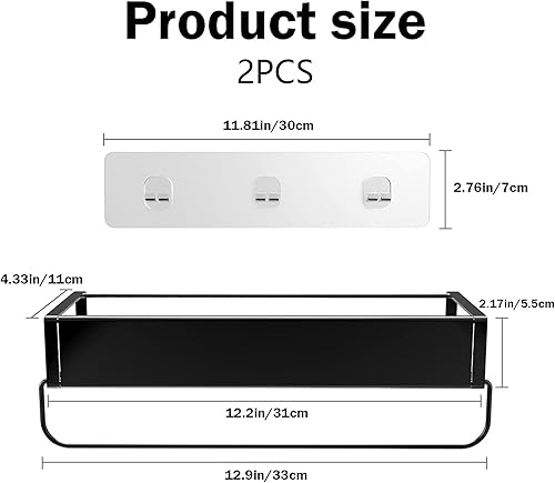 Miniatura 5 de Estante de ducha con toallero, soporte adhesivo para champú con gancho, organizador de cesta de ducha para baño, estante de baño 2 en 1, organizador