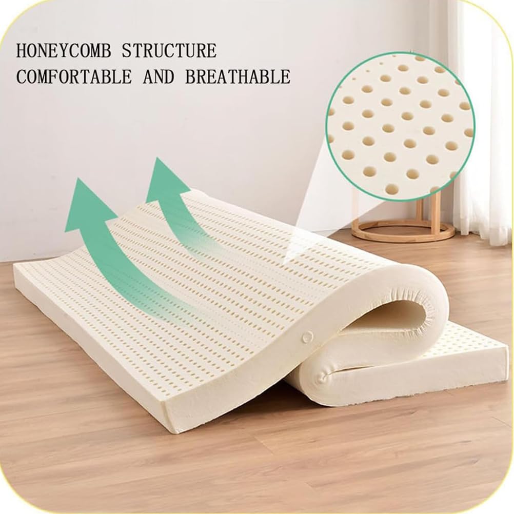 Nakładka na materac w 100% z naturalnego lateksu, mocna bawełniana poszewka o grubości 1-15 cm, głębokie podparcie, 160 x 200 cm, idealna do łagodzenia bólu pleców i szyi, hipoallerniczna