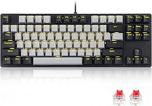 HUO JI E-YOOSO Z-87 Mechanical Gaming Keyboard 87 Key LED Backlit Wired with Anti-Dust Proof Switches Tenkeyness for Windows PC (Red Switches,Grey and Black)