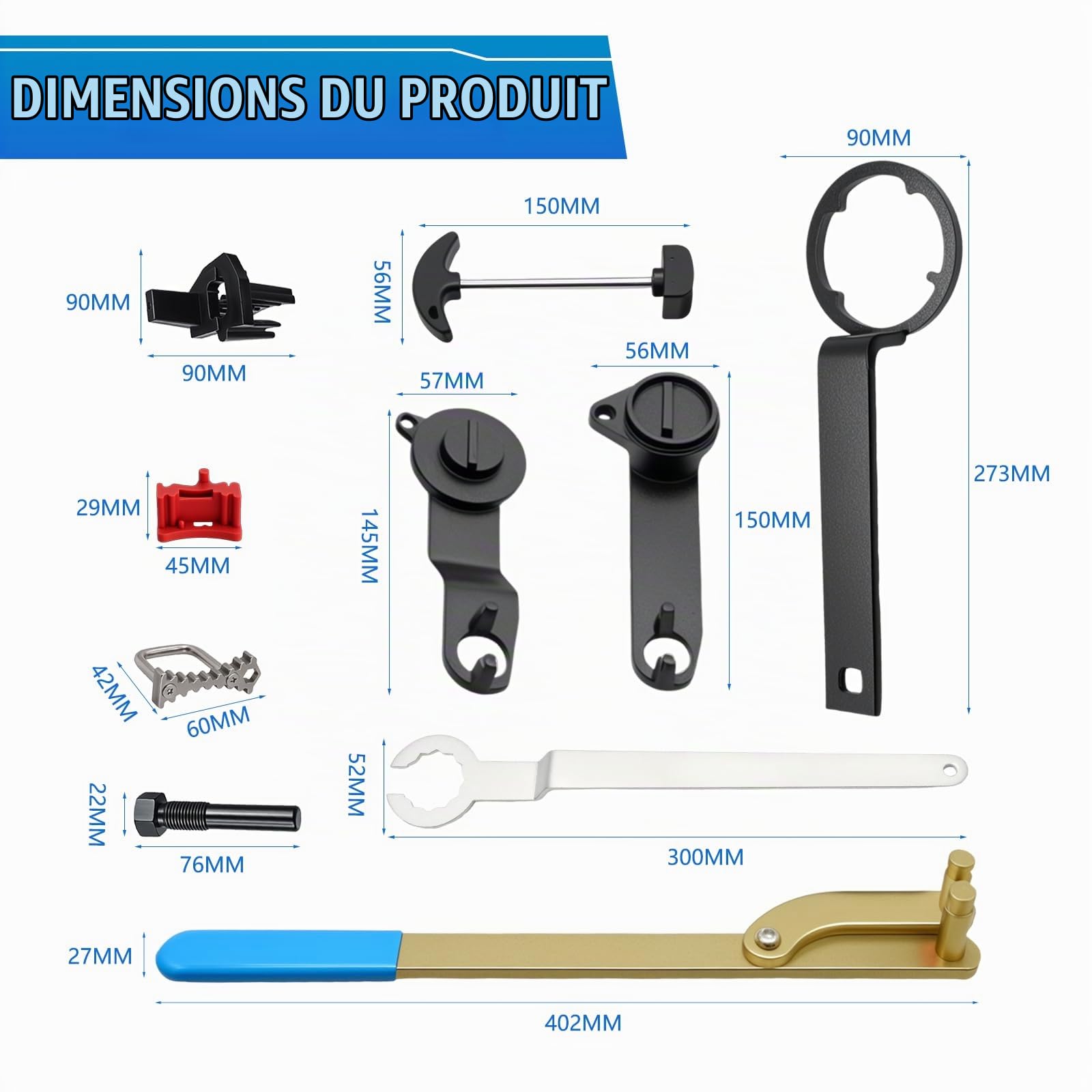 RUIZHI 10 kit Outils de Calage de Distribution pour VAG EA211 1.0, 1.2, 1.4, 1.6L FSI TSI TFSI, pour VW, pour Audi A3, pour Golf VII, pour Jetta, pour Skoda Octavia, T10340, T10476, T10477,