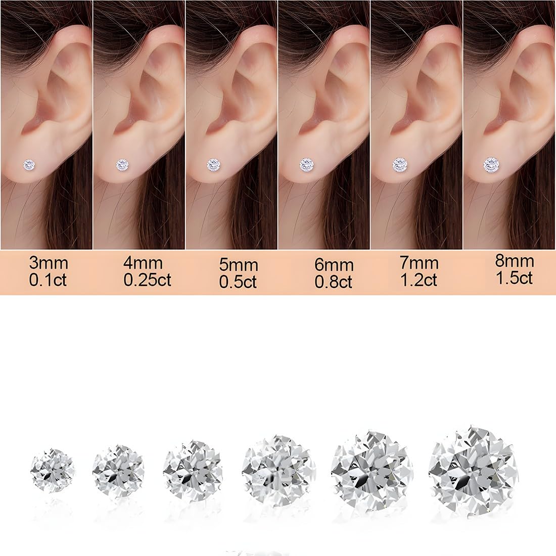 Dochais 10 Paia Orecchini Acciaio Chirurgico Orecchini Anallergici Donna Argento Oro Piercing Orecchio Acciaio Chirurgico CZ 2-6MM Cartilagine Piercing Ragazza Uomo