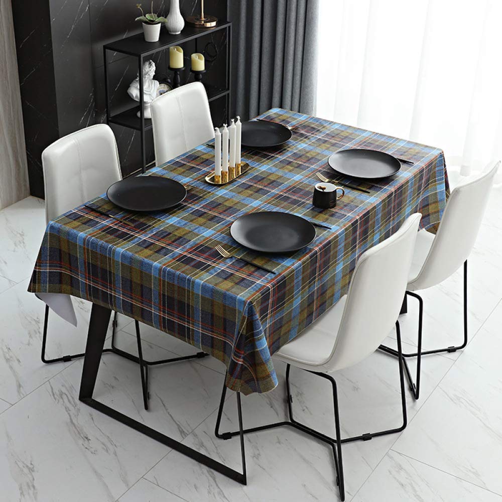 JUNJUN Lattice Rounded Tablecloth Waterproof And Oil-Proof Anti-Scald PVC Table Cloth Household Rectangular Square Coffee Table Cushion Plastic Tablecloths Round 47inch 120cm