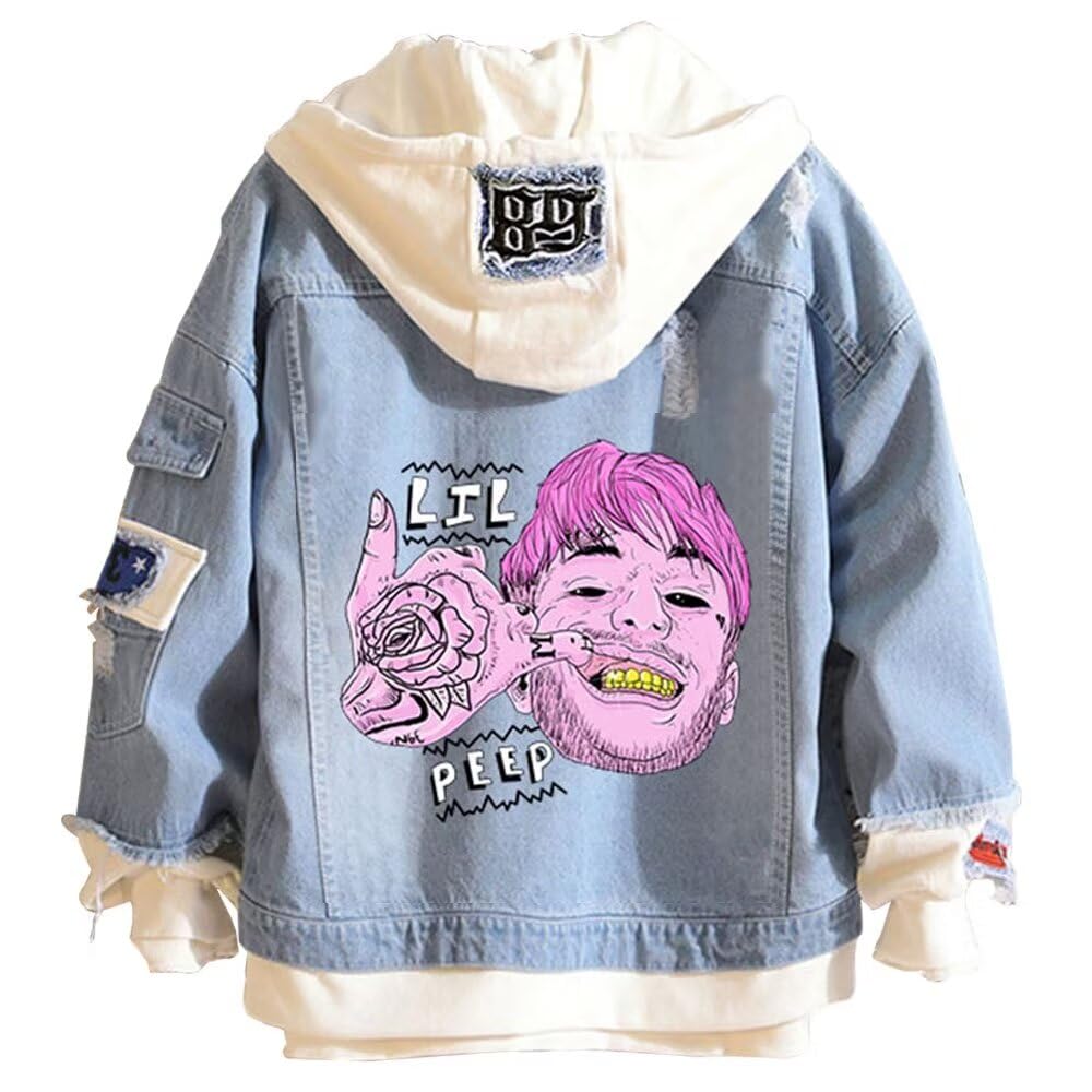 KPOP Rapper Denim Jacket Jeans Love Printed Fashion Sport Hip Hop Hoodie